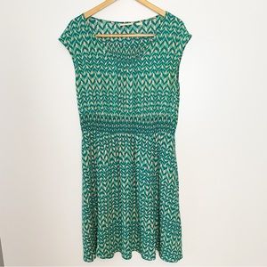 Maeve Anthropologie Evaline Smocked Green MIDI Dress Size Medium